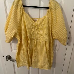 Terra & Sky Yellow Checkered Blouse